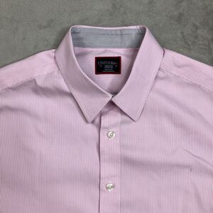 UNTUCKit Douro Shirt Men M Pink White Stripe Button Up Cotton Preppy Layering